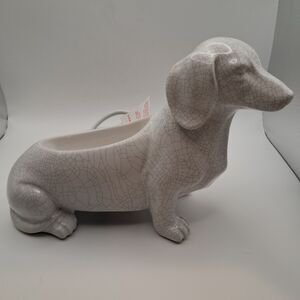 Scentsy Dachshund Mom Warmer White Crackle Wiener Dog Wax Element Warmer Retired